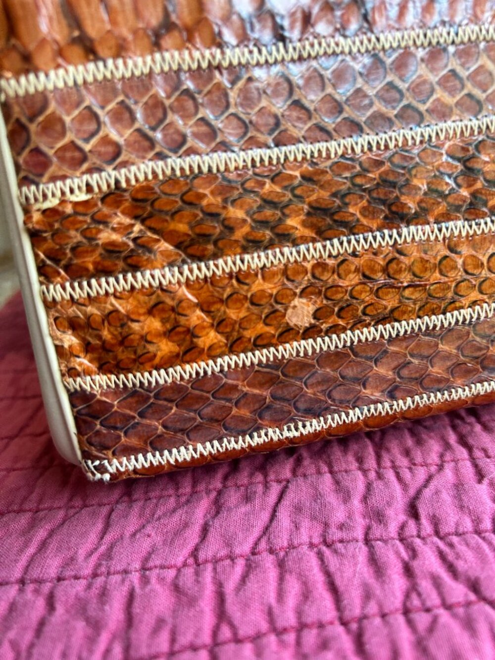 Vintage snake and lizard skin handbag (late 60's style) - Picture 7 of 14